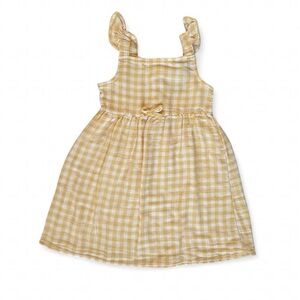 Yellow Gingham Girls Dress Size 6X Cottagecore Spring Easter Babydoll